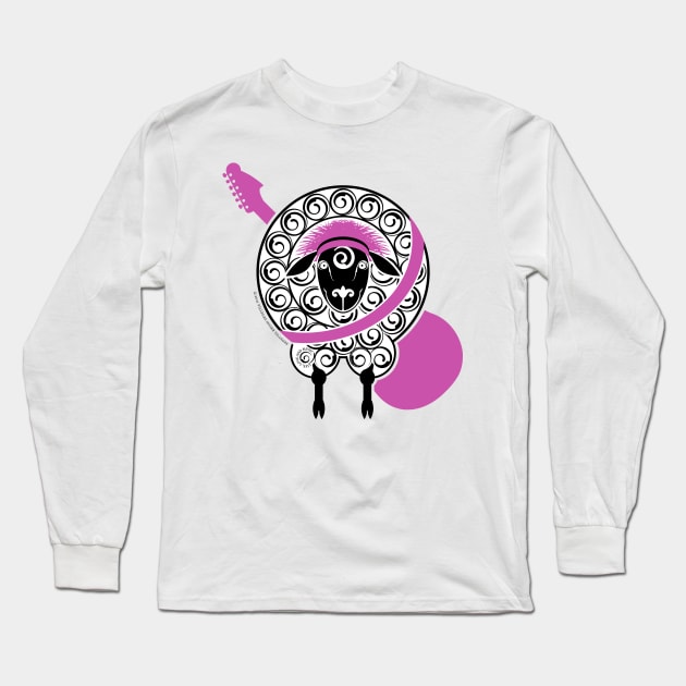 Pink guitar sheep Long Sleeve T-Shirt by vjvgraphiks